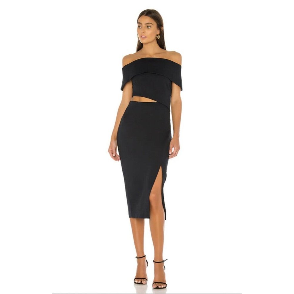 ELLIATT Serpentine Dress Navy Blue Midi Crepe XS